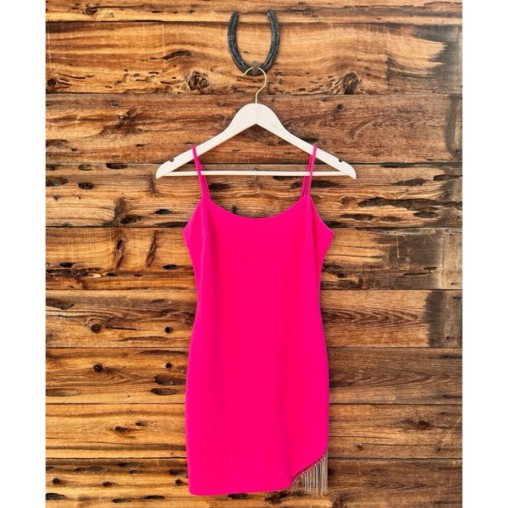 STUDIO CITY | Hot Pink Rhinestone Party Mini Dress 5